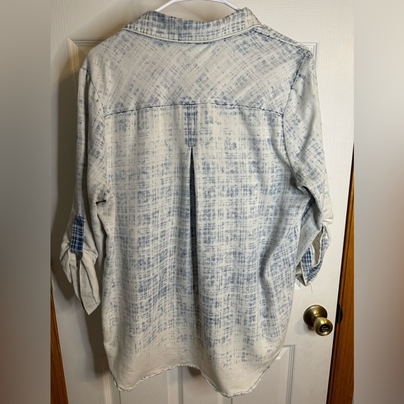 SKIES ARE BLUE Women’s Blue & White Collar Shirt ~ Size L - Picture 5 of 8